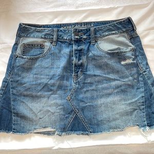 Blue denim skirt